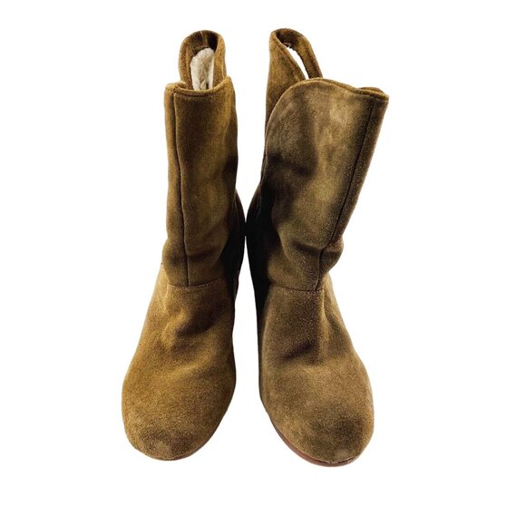 Very Volatile Boots Heeled Suede Leather Wool Lined size 8 - Picture 2 of 7